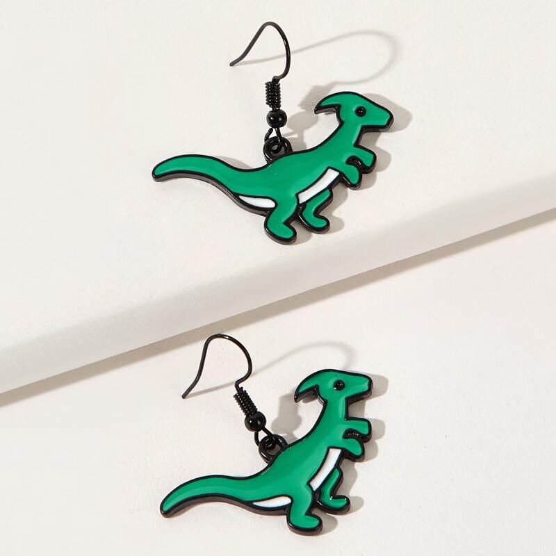 

Dinosaur Drop Earrings, Green