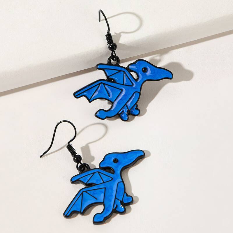 

Dinosaur Drop Earrings, Blue