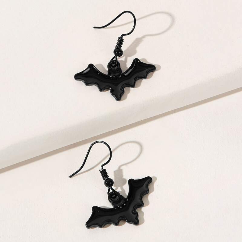 

Bat Drop Earrings, Black