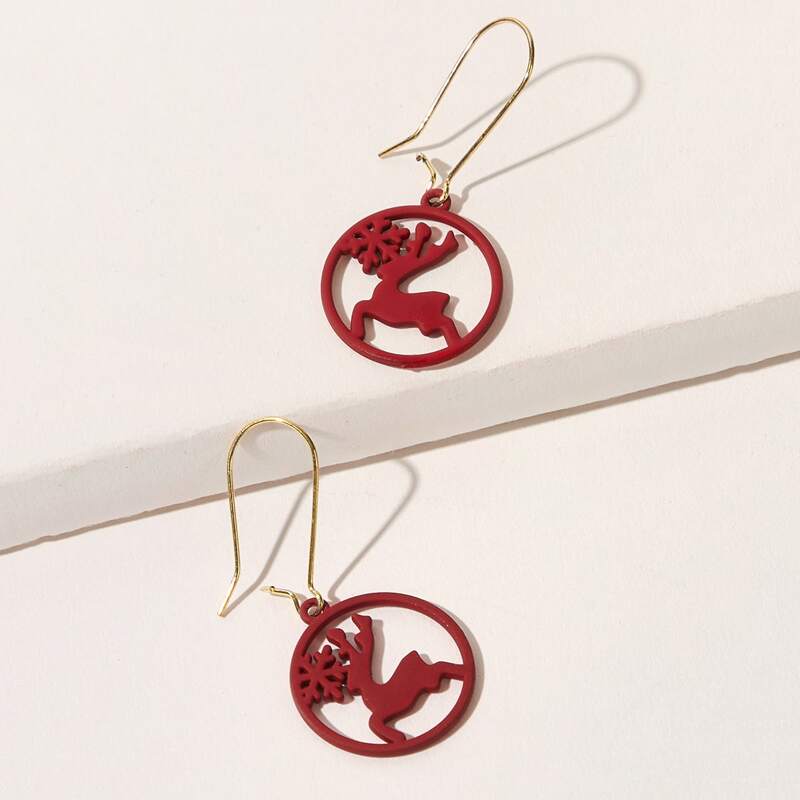 

Christmas Deer Hoop Earrings, Gold