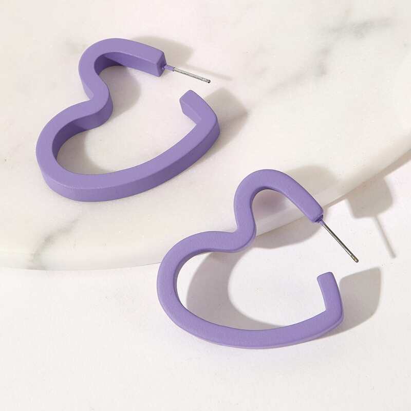 

Heart Hoop Earrings, Lilac purple