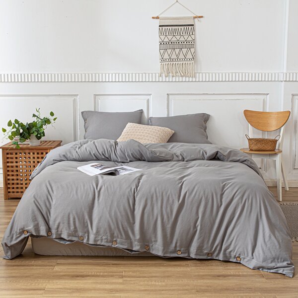 

Plain Bedding Set Without Filler, Grey