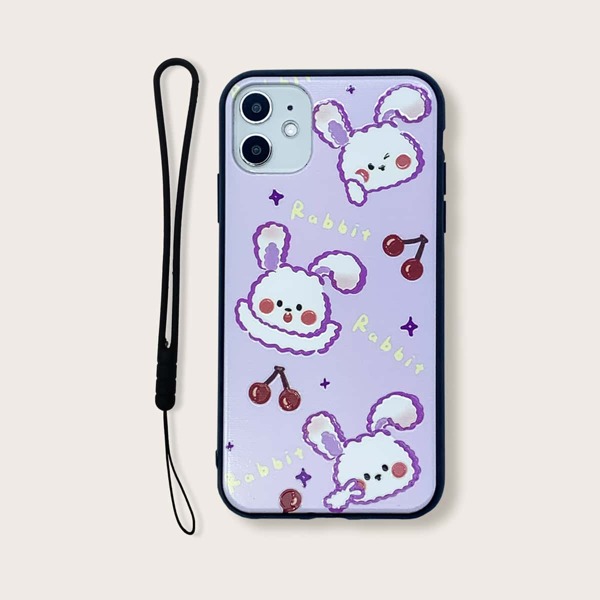 

Чехол для iPhone с принтом кролика и шнурком, Многоцветный