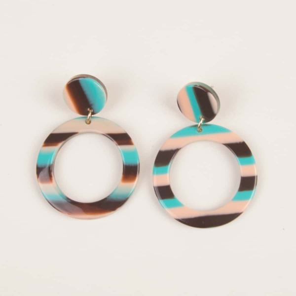 

Striped Pattern Round Drop Earrings, Multicolor