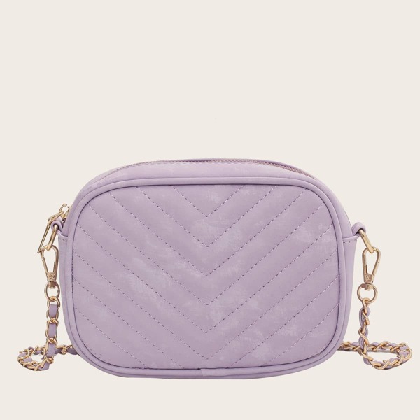 

Chevron Chain Crossbody Bag, Purple