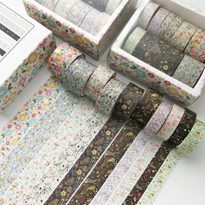 

10rolls Flower Print DIY Tape, Multicolor