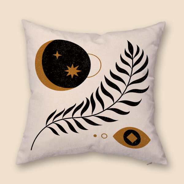 

Leaf Print Cushion Cover Without Filler, Multicolor