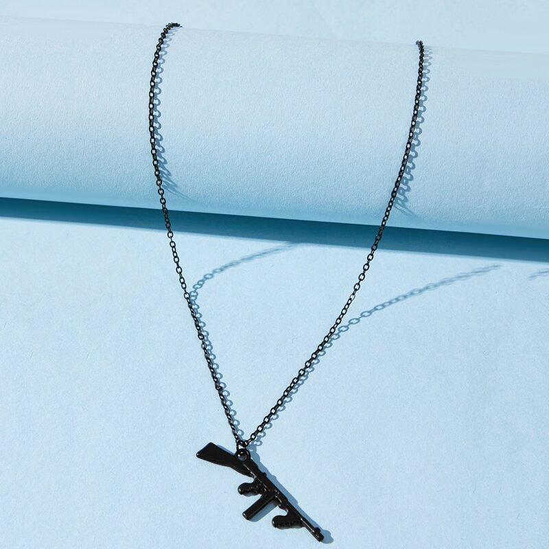 

Gun Pendant Necklace, Black