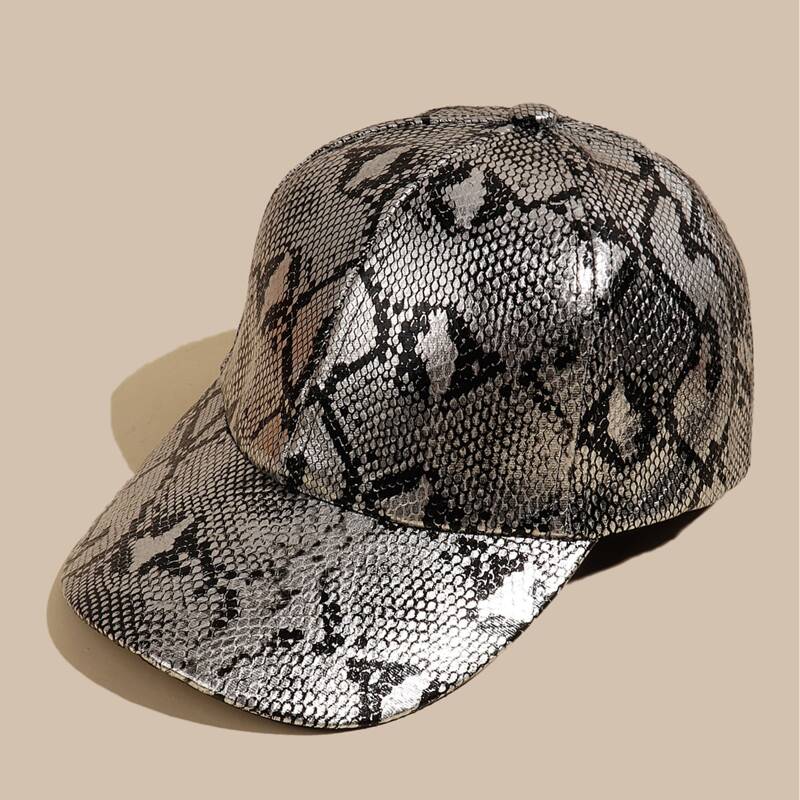 

Guys Snakeskin Pattern Baseball Cap, Silver