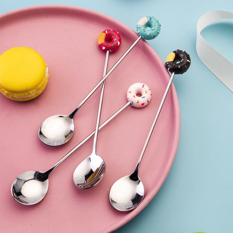 

4pcs Donut Decor Spoon Set, Silver