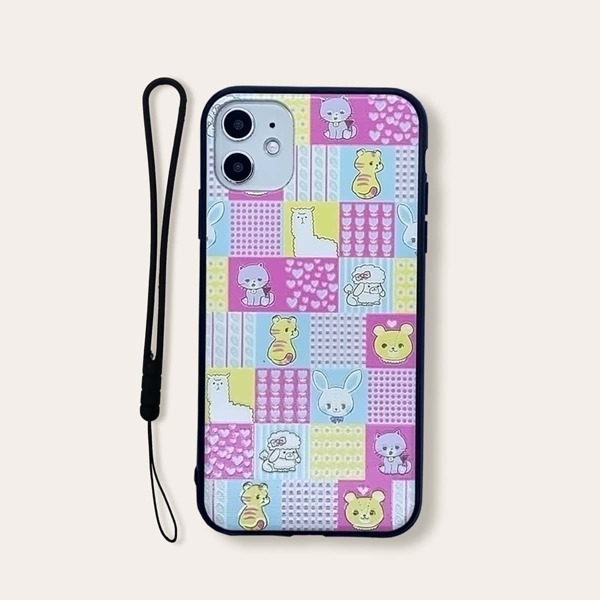 

Чехол для iPhone с принтом животных и шнурком, Многоцветный