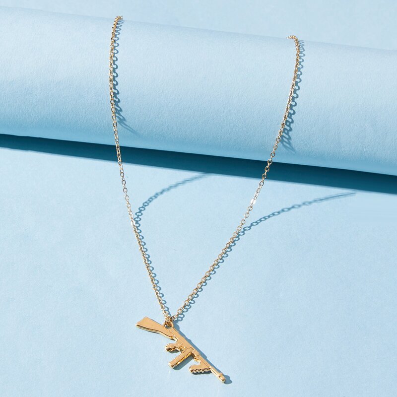 

Gun Pendant Necklace, Gold