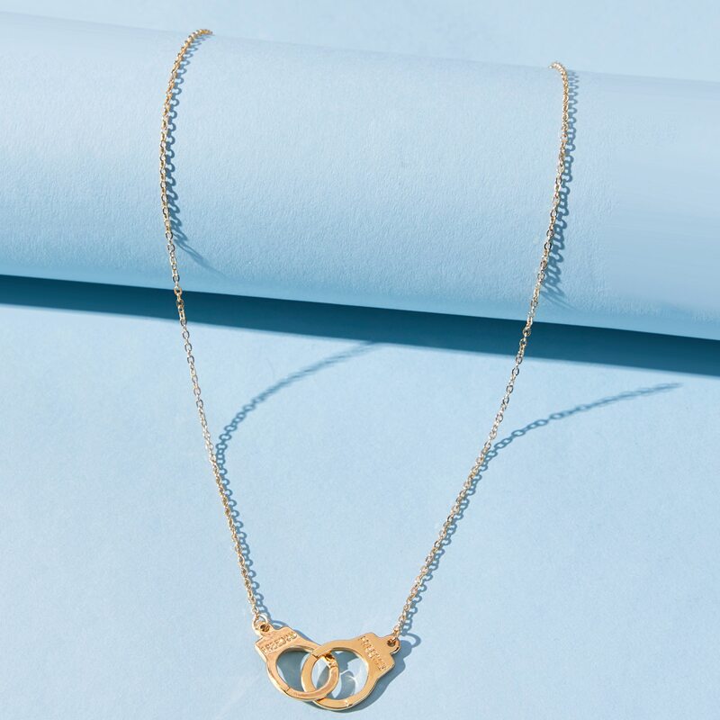 

Handcuffs Pendant Necklace, Gold