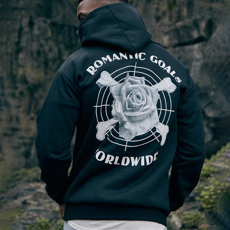 

Guys Floral & Letter Graphic Hoodie, Black