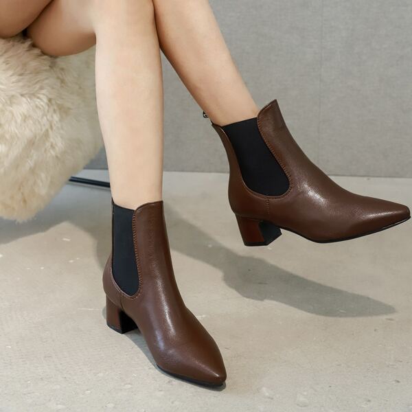 

Point Toe Chelsea Boots, Brown