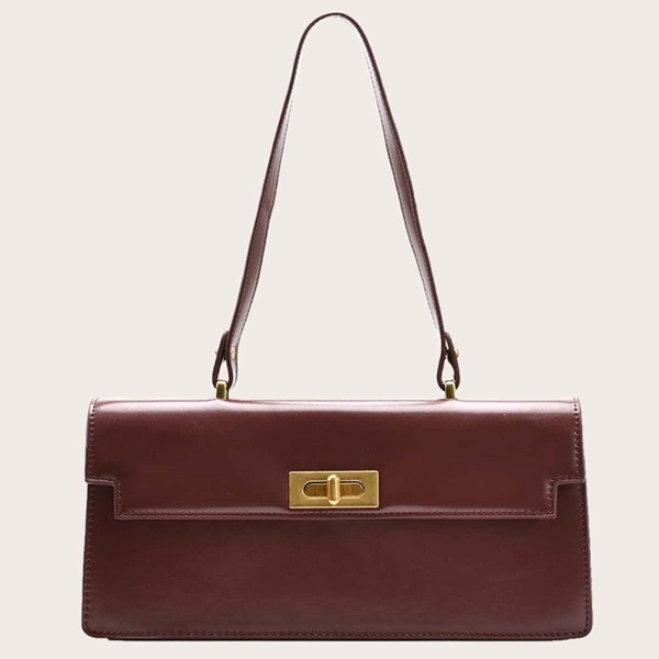 

Turn-lock Flap Shoulder Bag, Burgundy