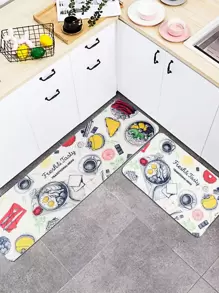 1 pieza alfombra de cocina con estampado de alimento - Multicolor - Ver 1