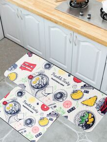 1 pieza alfombra de cocina con estampado de alimento - Multicolor - Ver 2