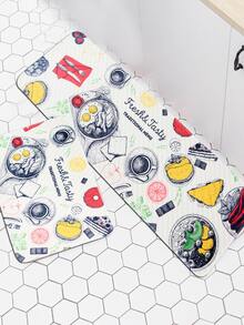 1 pieza alfombra de cocina con estampado de alimento - Multicolor - Ver 7
