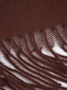 格紋流蘇下擺圍巾 - 咖啡棕 - 查看 5