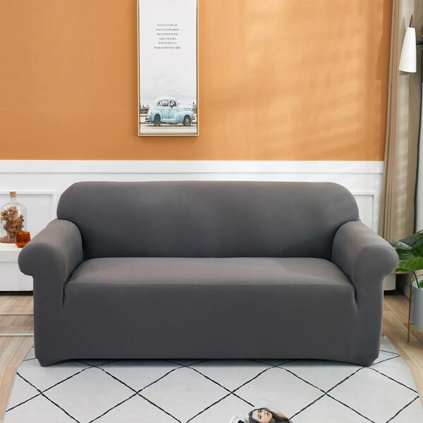 

Solid Color Stretchy Sofa Cover & 1pc Cushion Cover, Grey