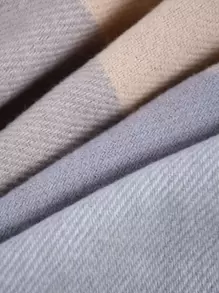 1入組人造羊絨格子流蘇圍巾保暖時尚舒適披肩適合旅行和日常使用 - 米色 - 查看 3