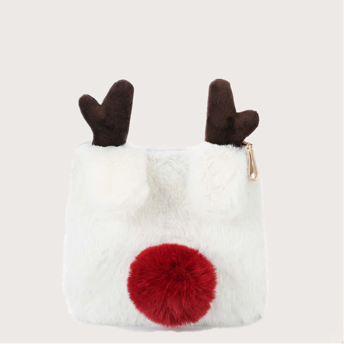 

Christmas Antlers Pom Pom Crossbody Bag, White
