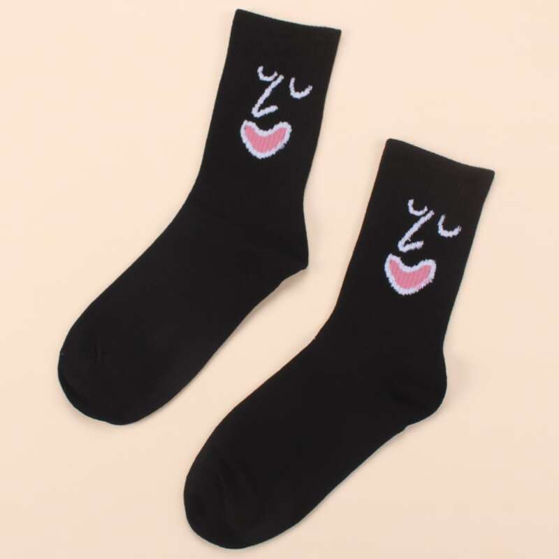 

1pair Cartoon Pattern Socks, Black