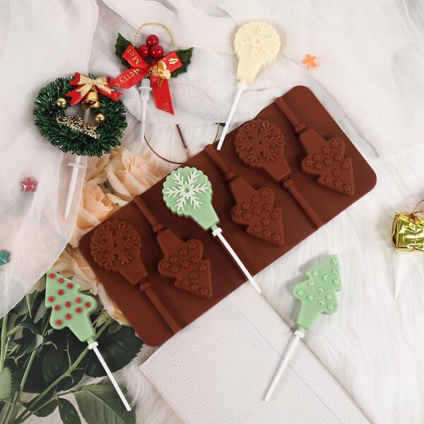 

1pc Christmas Lollipop Mold, Brown