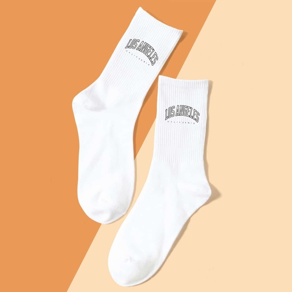 

Letter Graphic Socks, White