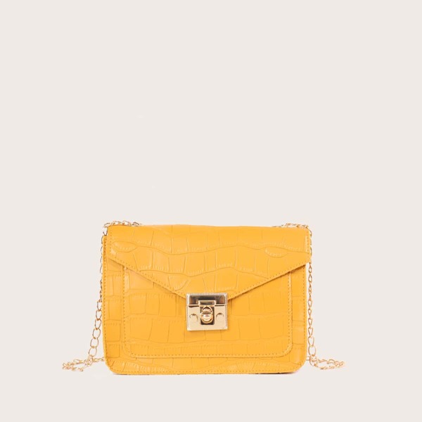 

Croc Embossed Chain Crossbody Bag, Yellow