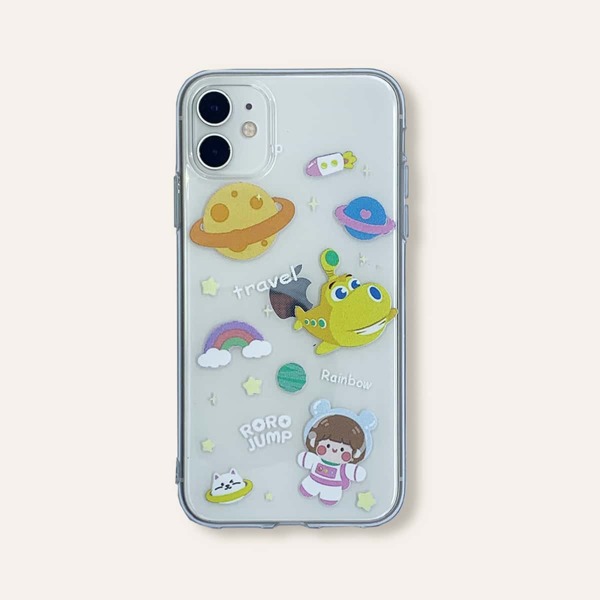 

Cartoon Graphic Transparent iPhone Case, Clear