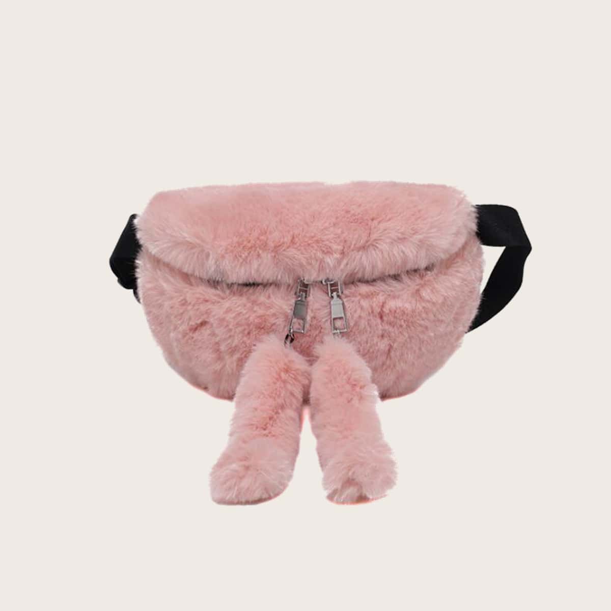 

Solid Fluffy Fanny Pack, Baby pink
