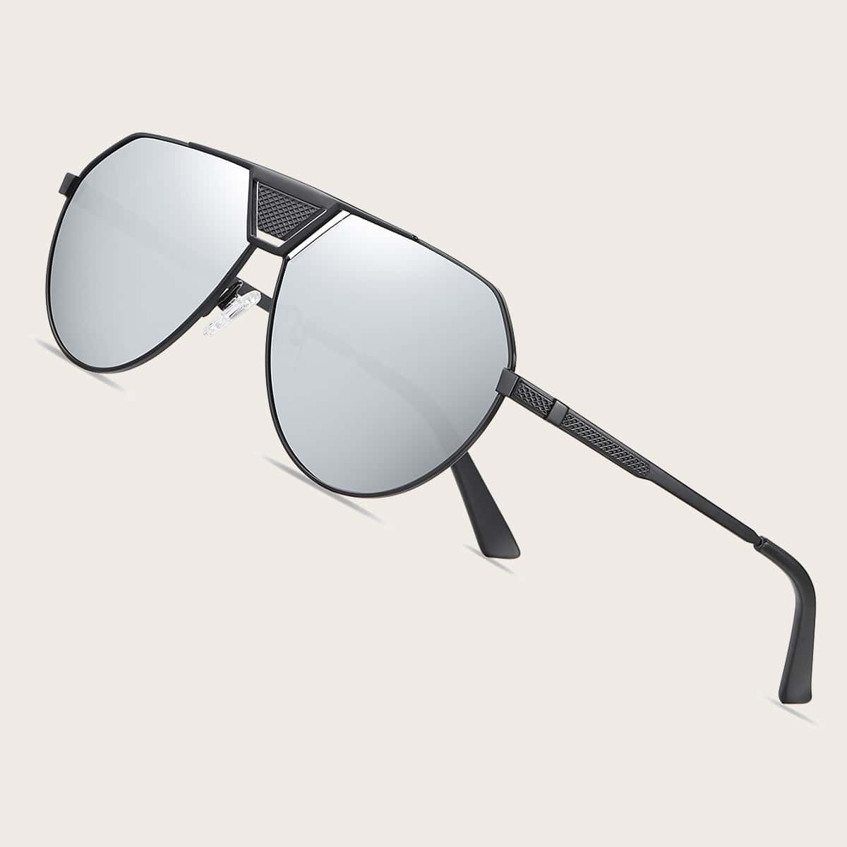 

Guys Top Bar Aviator Polarized Sunglasses, Silver