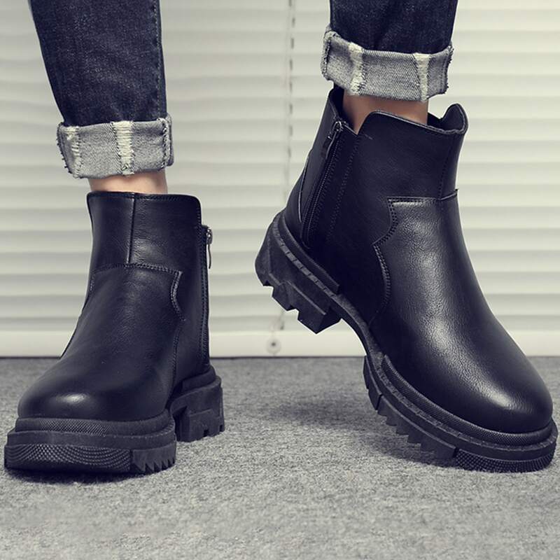 

Guys Side Zip Ankle Boots, Black