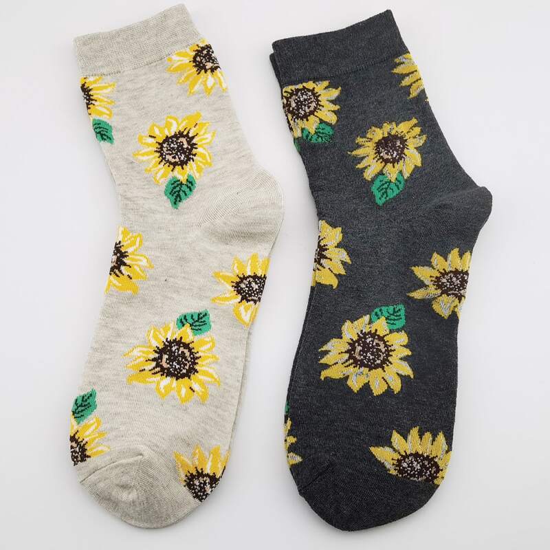 

2pairs Sunflower Print Socks, Multicolor
