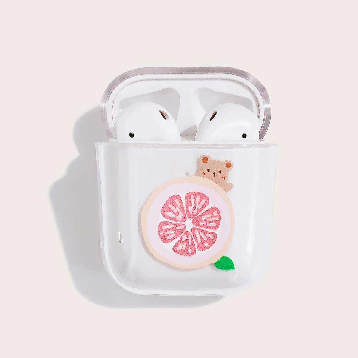 

Fruit & Bear Print AirPods Case, Clear