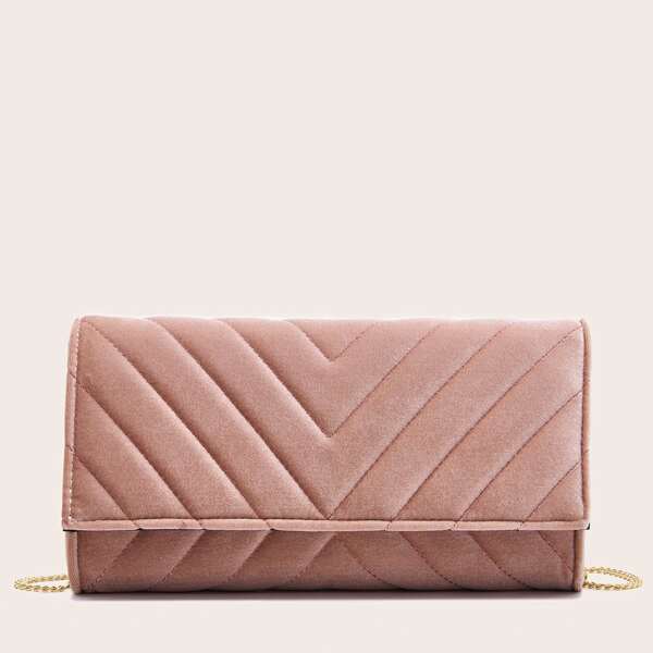 

Chevron Velvet Clutch Bag, Pink