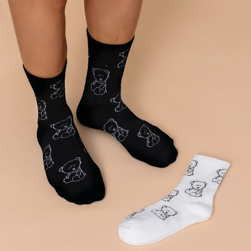 

2pairs Guys Cartoon Graphic Socks, Multicolor