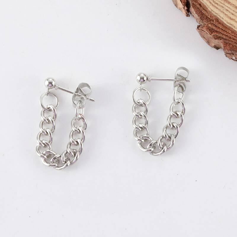 

Chain Drop Earrings, Silver