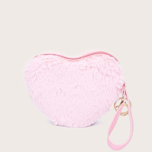 

Heart Shaped Fluffy Purse, Pink