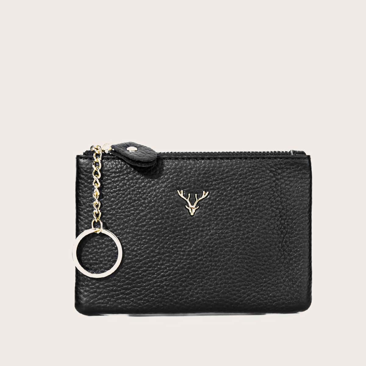 

Deer Decor Zip Purse, Black