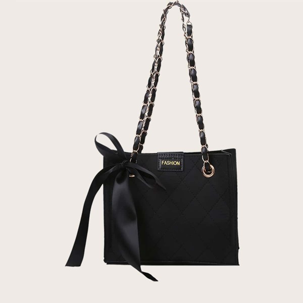 

Bow Knot Decor Shoulder Bag, Black