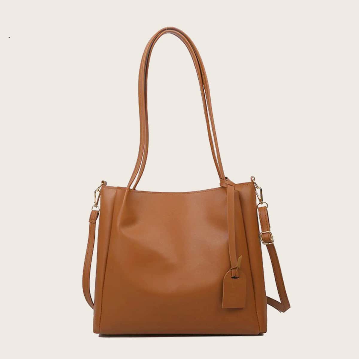 

Plain Large Capacity Tote Bag, Brown