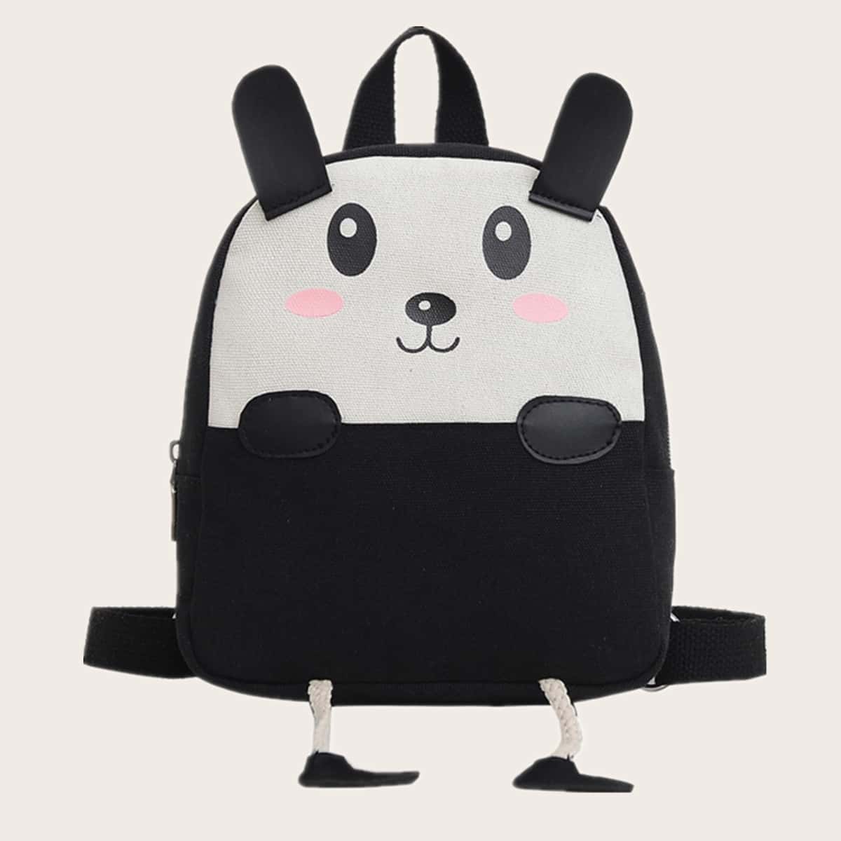 

Cartoon Zip Backpack, Black and white