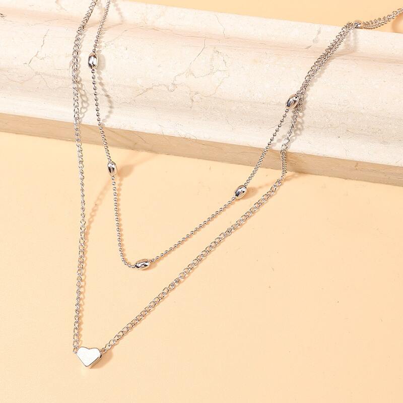 

Heart Layered Choker, Silver