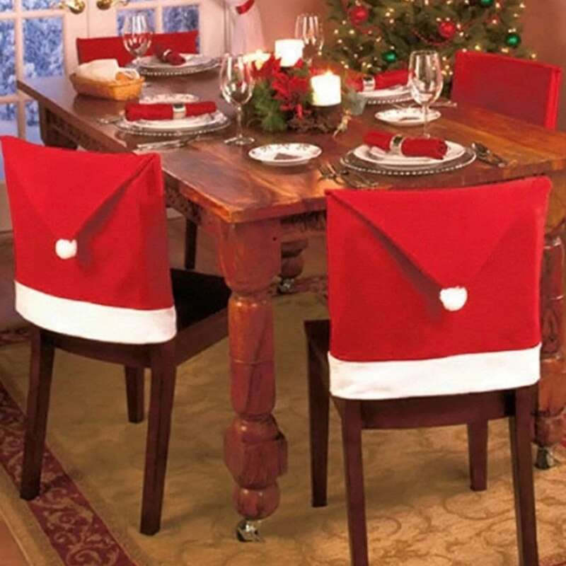 

1pc Christmas Hat Design Chair Cover, Red