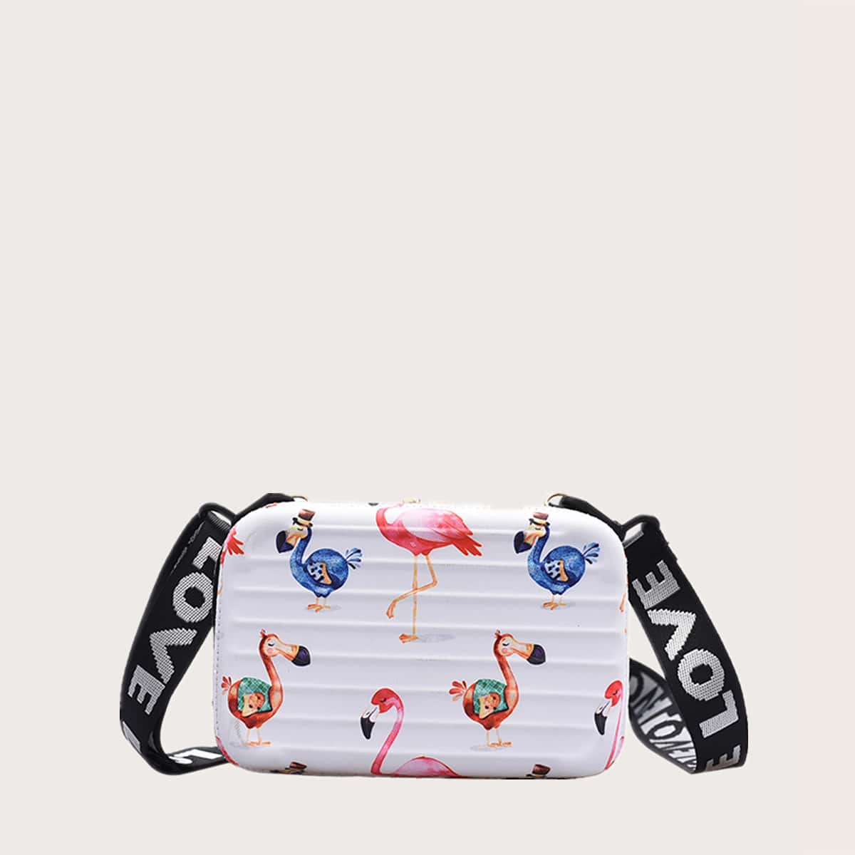 

Flamingo Print Box Bag, Multicolor