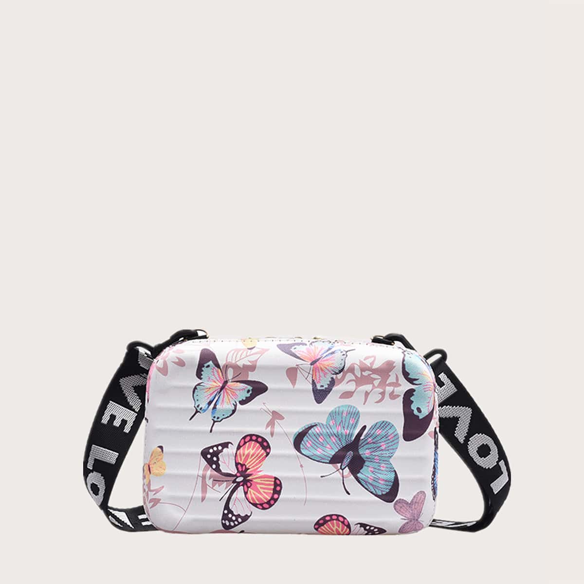 

Butterfly Print Box Bag, Multicolor