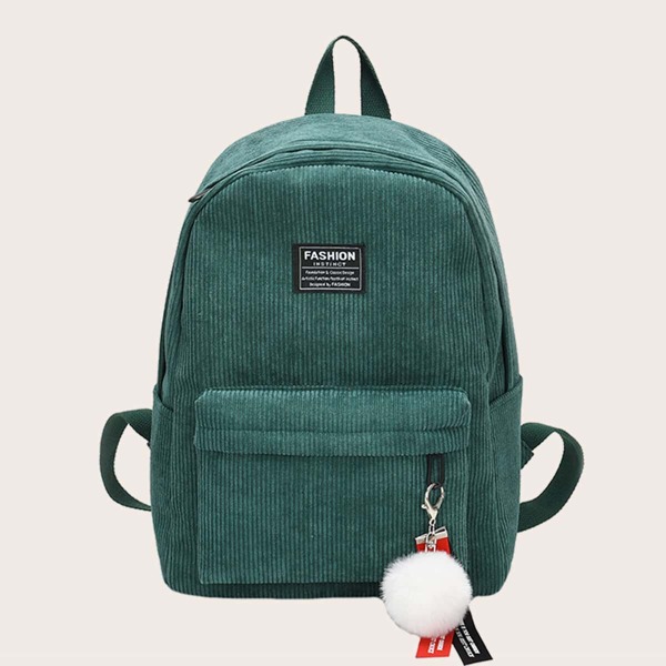 

Letter Patch Curved Top Backpack, Green